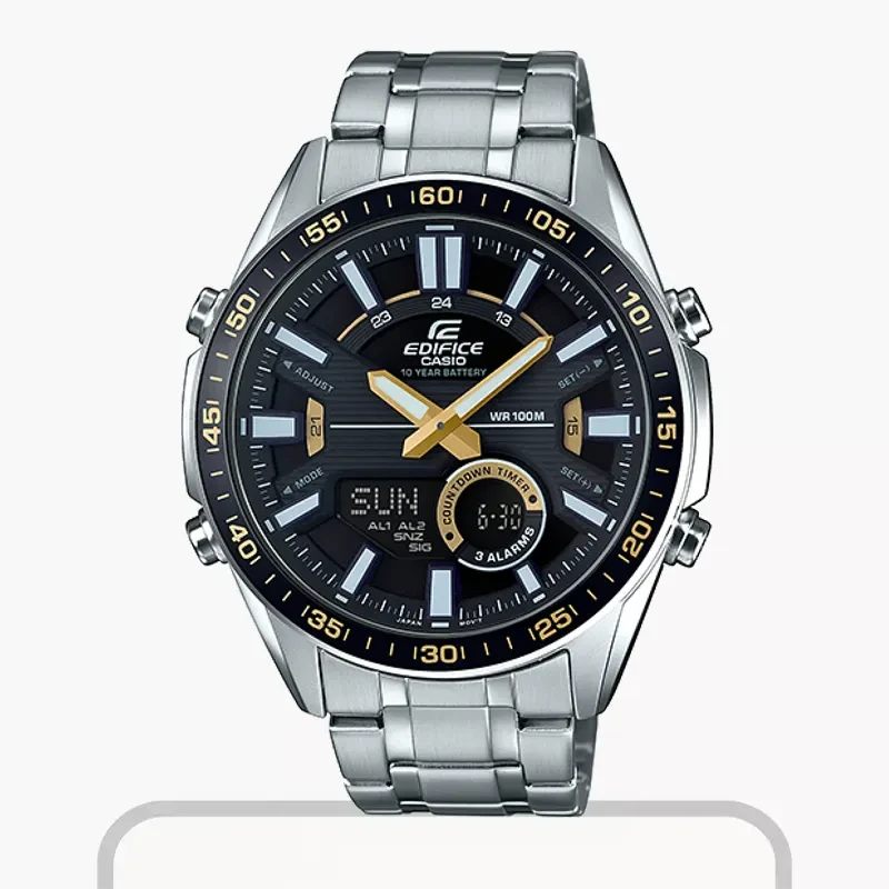 Casio Edifice Analog-Digital Black Dial Dual Time Men's Watch- EFV-C100D-1BV